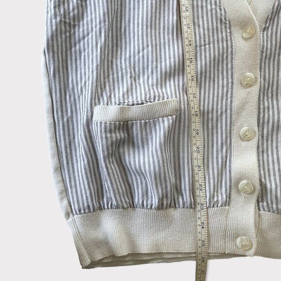 Vintage Blue & White Pinstripe Cardigan Sweater - Picture 8 of 9